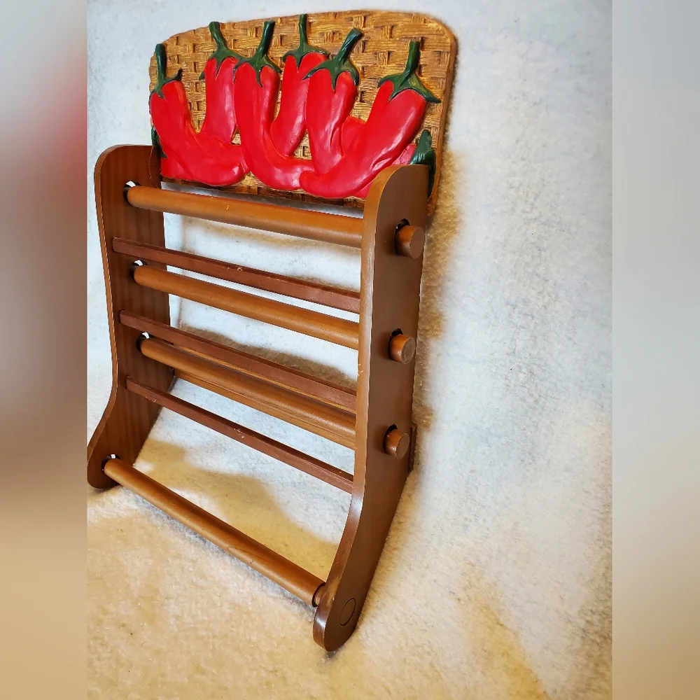 Wood Vtg Mid Century Pepper Drying Rack